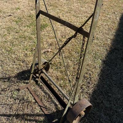 Early Farm Utility Dolly / Hand Truck – Cast Iron Wheels – Primitive Agricultural Equipment