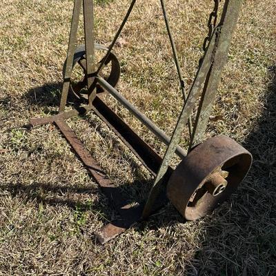 Early Farm Utility Dolly / Hand Truck – Cast Iron Wheels – Primitive Agricultural Equipment