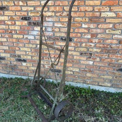 Early Farm Utility Dolly / Hand Truck – Cast Iron Wheels – Primitive Agricultural Equipment