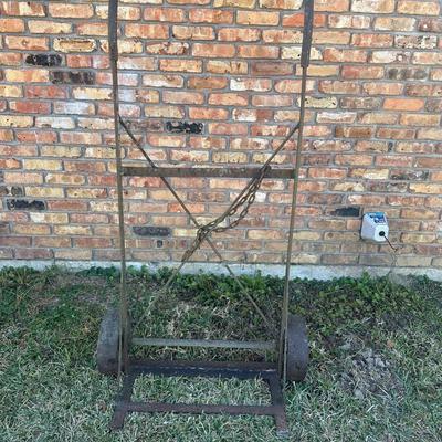 Early Farm Utility Dolly / Hand Truck – Cast Iron Wheels – Primitive Agricultural Equipment