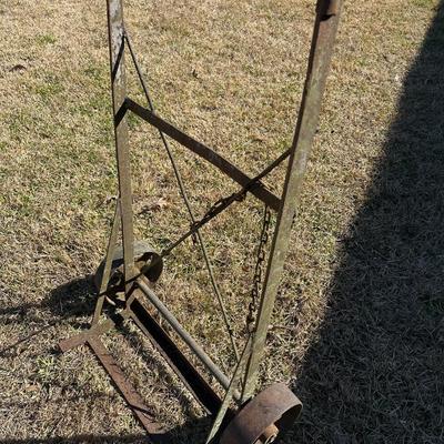 Early Farm Utility Dolly / Hand Truck – Cast Iron Wheels – Primitive Agricultural Equipment