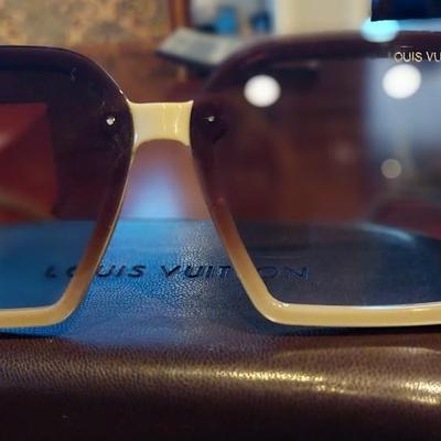 Louis Vuitton oversized square sunglasses with gold-tone LV hardware