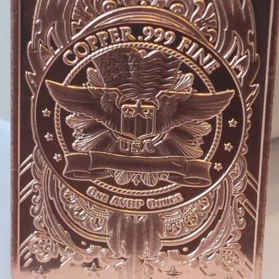 Beautiful Indian Head copper bar