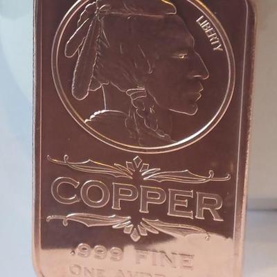 Beautiful Indian Head copper bar
