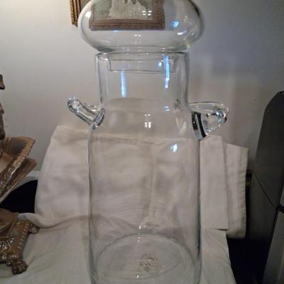 Sale Photo Thumbnail #96: 17 1/2" Large Blenko John Nickerson Milk Jug Apothecary style Jar. Completely Hand Blown. Hard to find. Last 3 pics show the 3 I found with prices. 

Perfect Condition with no chips cracks or breaks.