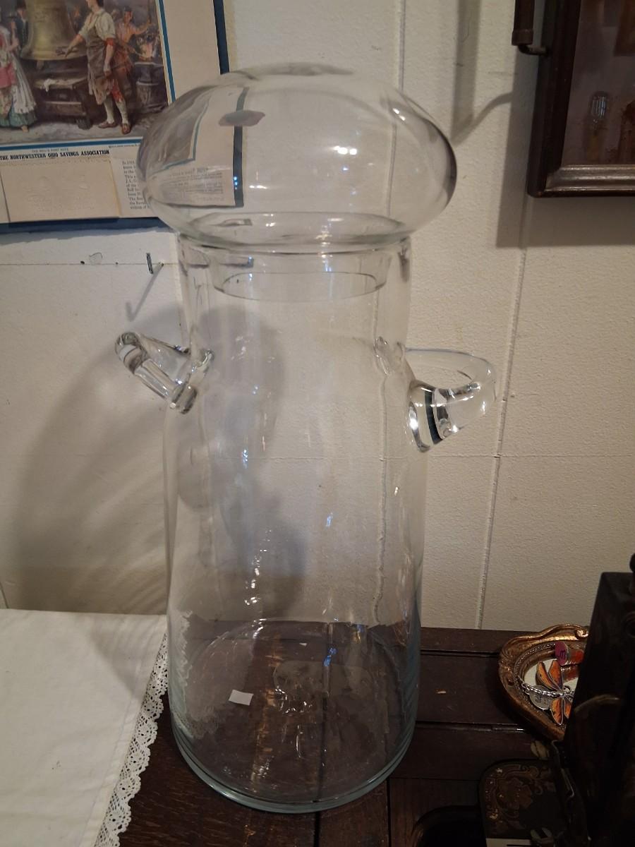 Sale Photo Thumbnail #97: 17 1/2" Large Blenko John Nickerson Milk Jug Apothecary style Jar. Completely Hand Blown. Hard to find. Last 3 pics show the 3 I found with prices. 

Perfect Condition with no chips cracks or breaks.