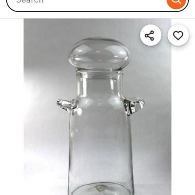 Sale Photo Thumbnail #91: 17 1/2" Large Blenko John Nickerson Milk Jug Apothecary style Jar. Completely Hand Blown. Hard to find. Last 3 pics show the 3 I found with prices. 

Perfect Condition with no chips cracks or breaks.