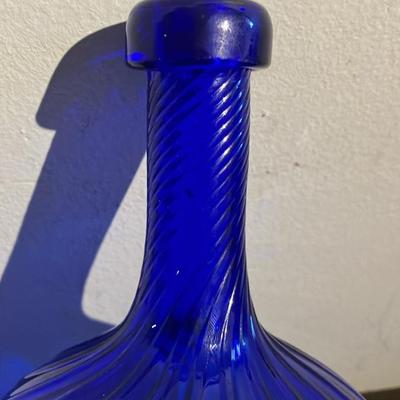Pairpoint Hand-Blown Cobalt Blue Swirl Art Glass Vase - 8"