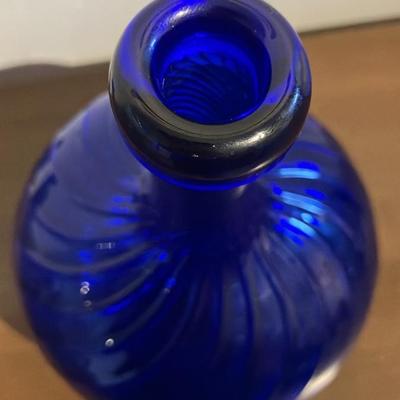 Pairpoint Hand-Blown Cobalt Blue Swirl Art Glass Vase - 8"