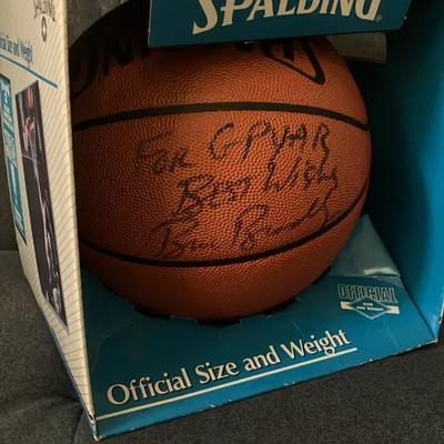 Vintage Bill Bradley Autographed Spalding NBA Basketball + Original 1988 Box
