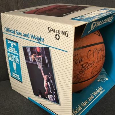 Vintage Bill Bradley Autographed Spalding NBA Basketball + Original 1988 Box