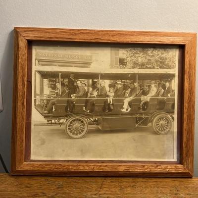 Antique Framed 1910s Photo: Early Electric Sightseeing Bus Tour in Washington DC