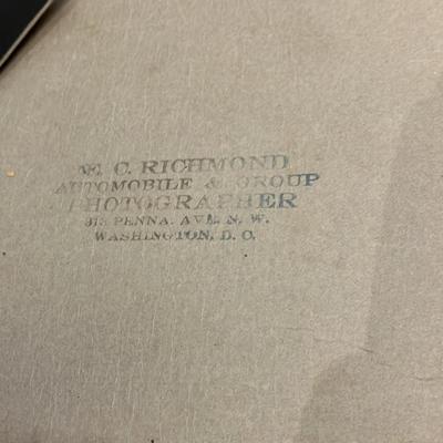 Antique Framed 1910s Photo: Early Electric Sightseeing Bus Tour in Washington DC