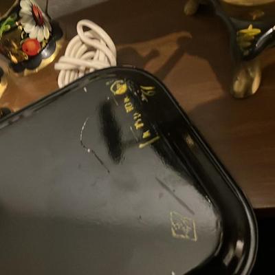 Vintage Russian Electric Samovar Set - Hand-Painted Floral Khokhloma Style with Tray & Cups