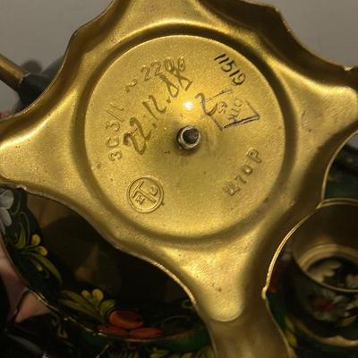 Vintage Russian Electric Samovar Set - Hand-Painted Floral Khokhloma Style with Tray & Cups