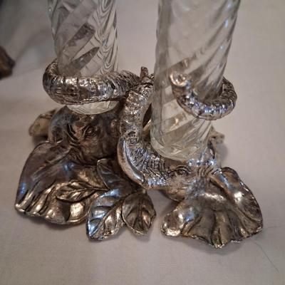 Sale Photo Thumbnail #100: Marked Arthur Court 1999. Great condition.  Very stunning. Needs a good polishing. Shakers are crystal.