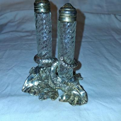 Sale Photo Thumbnail #105: Marked Arthur Court 1999. Great condition.  Very stunning. Needs a good polishing. Shakers are crystal.