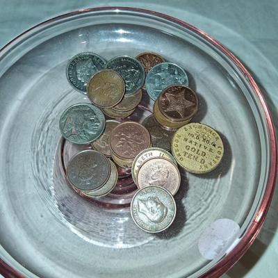 Sale Photo Thumbnail #113: Bowl not included. Various coins, various years.