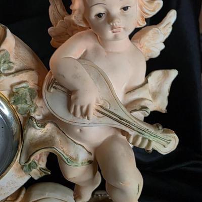 Vintage Cherub Mantel Clock – Ornate Rococo Floral Table Clock with Dual Angels and Roman Numerals