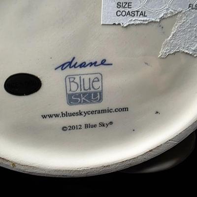 Blue Sky Clayworks Diane Fish Teapot – Hand-Painted Blue & White Ceramic Collectible