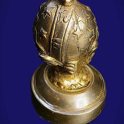 Vintage Heavy Solid Brass Cupid (Eros) Statue on Celestial Globe – 17” French Art Nouveau–Inspired Classical Sculpture