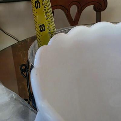 Indiana Glass Teardrop Milk Glass Pedestal Compote Bowl – Vintage Scalloped Centerpiece