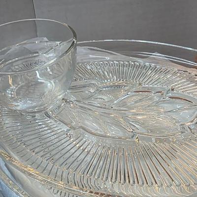 Federal Glass Crystal Leaf Vintage Snack Set – 10 Snack Sets (20-Piece) Mid-Century Glassware Collection