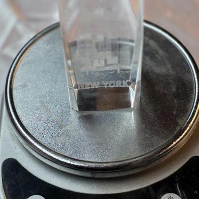 Twin Towers New York 3D Laser-Etched Crystal Skyline Paperweight