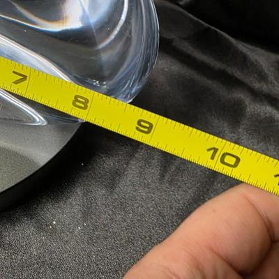 Abstract Clear Crystal Sculpture – Mid-Century Modern Flame Sail Art Glass 15”