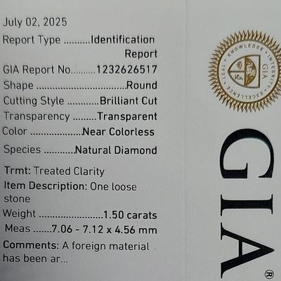 Natural Earth Mined Diamond 1.5 cts