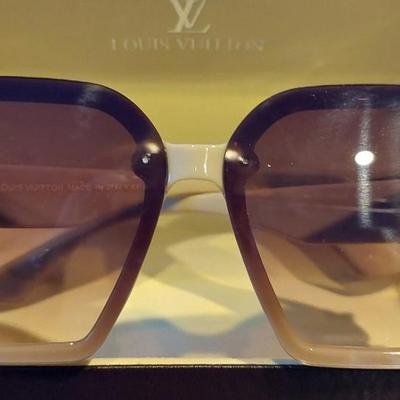 Louis Vuitton oversized square sunglasses with gold-tone LV hardware