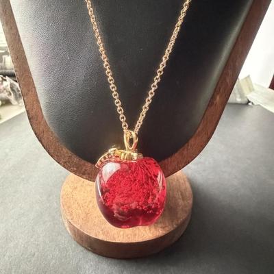 Avon lucite vintage apple necklace