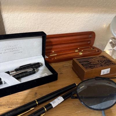 Sale Photo Thumbnail #6: Pins, watches, Necklaces, Video camera, Pens and more.

Display items not included.