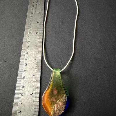 Beautiful glass pendant cord necklace