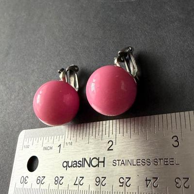 Beautiful pink statement clip on earrings vintage