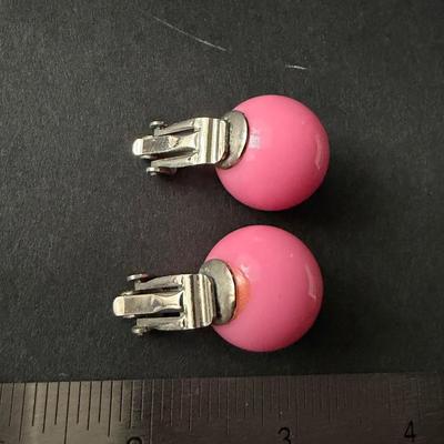 Beautiful pink statement clip on earrings vintage