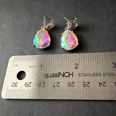 iridescent Teardrop dangle earrings