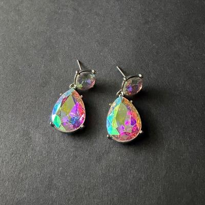 iridescent Teardrop dangle earrings