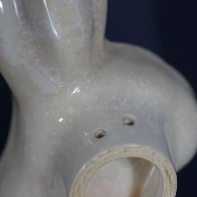 Sale Photo Thumbnail #186: Measures: 13" by 6 " 3"
Condition: there is crazing throughout the glaze. One small chip off the glaze in the interior. small. .
mostly a white color with the tan coloring from age and use. very unique. 
Marked on the back Villeroy and Boch hallmark Dresd