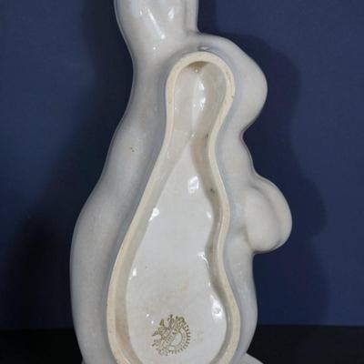 Sale Photo Thumbnail #185: Measures: 13" by 6 " 3"
Condition: there is crazing throughout the glaze. One small chip off the glaze in the interior. small. .
mostly a white color with the tan coloring from age and use. very unique. 
Marked on the back Villeroy and Boch hallmark Dresd