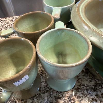 Sale Photo Thumbnail #63: Frankhoma Four Cups & Bowls and serving dish.