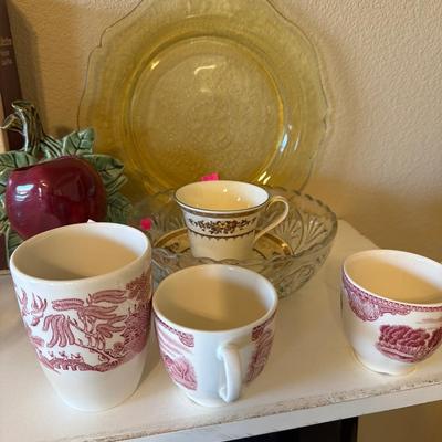 Sale Photo Thumbnail #83: Vintage Glass Decor, Plates, Light, cups.Cast iron Grapes