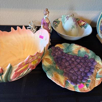 Sale Photo Thumbnail #80: Vintage Glass Decor, Plates, Light, cups.Cast iron Grapes