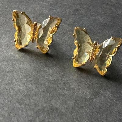 Beautiful yellow butterfly stud earrings