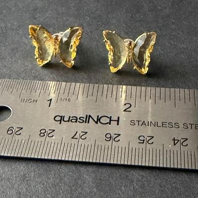 Beautiful yellow butterfly stud earrings