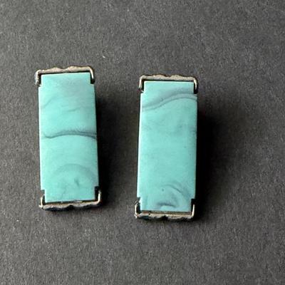 Beautiful vintage rectangle clip on earrings