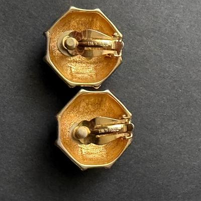 vintage gold-tone "Erwin Pearl" clip-on earrings.