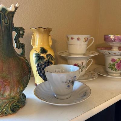 Sale Photo Thumbnail #89: Cups and Saucers , Pitcher and bowl set, vases and more.