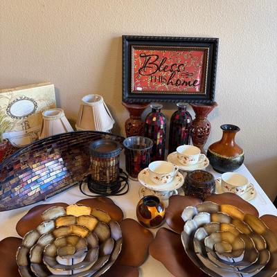 Sale Photo Thumbnail #106: Jewel Tea, Vases, Decor and Metal flowers.