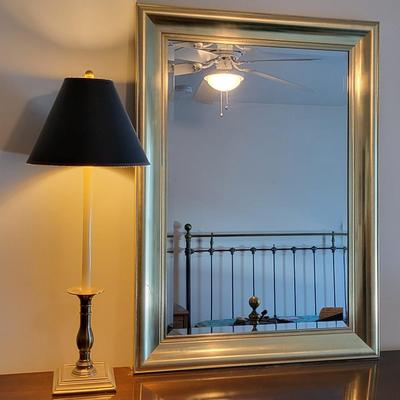 LOT 21M Gold Framed Mirror with Lamp